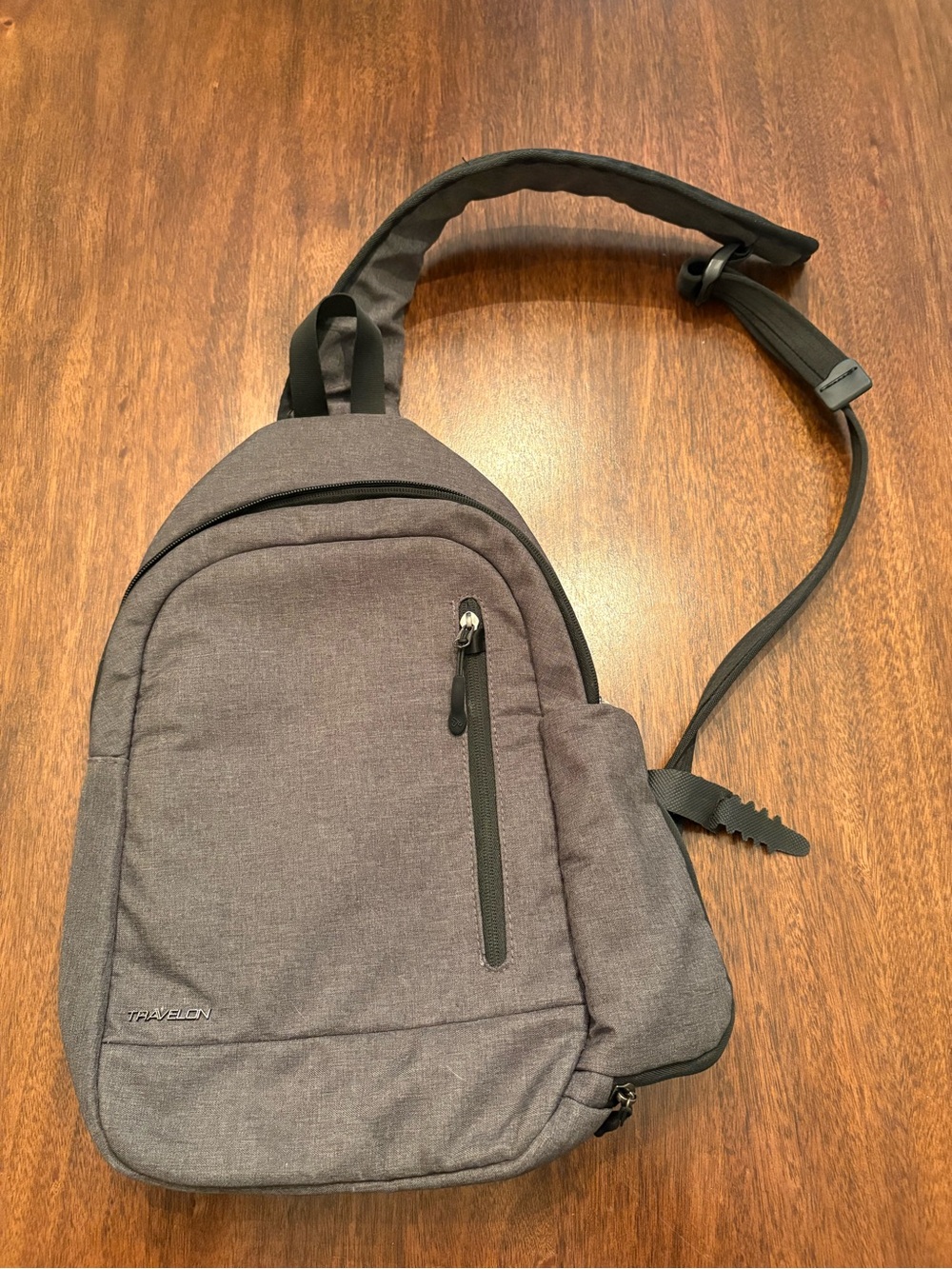 Travelon Men's Gray Sling Belt Bag with Front Zip Pocket